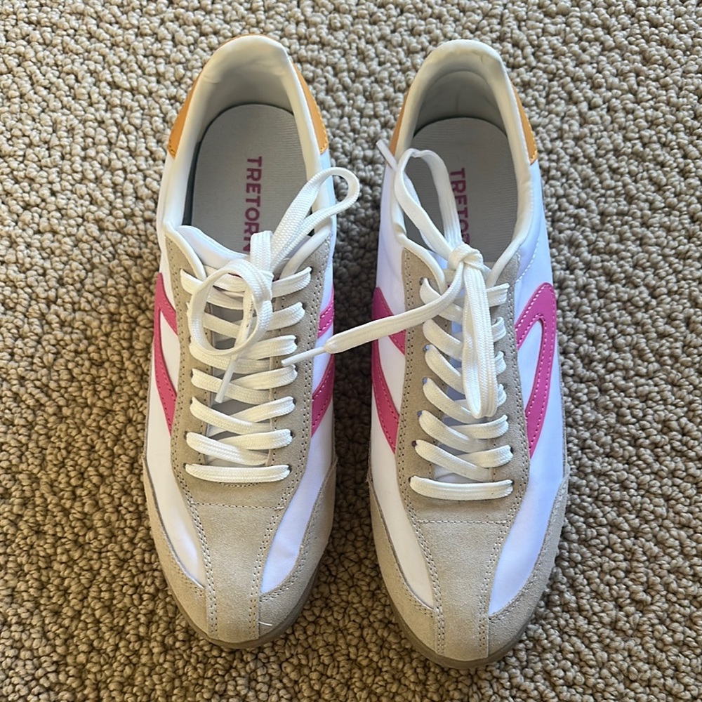 Tretorn White and Pink Retro-Inspired Sneakers